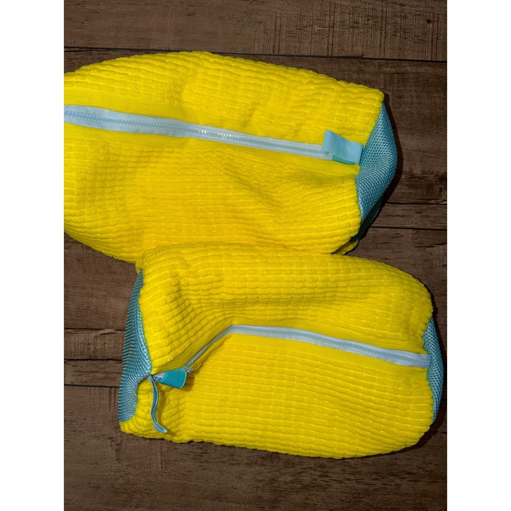 Yellow Chenille Microfiber Shoe Laundry Wash Bags Set of 2 Mesh Sneaker Bag
